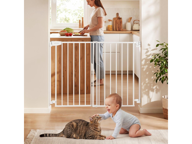 VEVOR Baby Gate for Stairs, 29-43 in Adjustable Width, 36 in High Dog Gate, No Bottom Bar, One-Handed Operation, Easy Drilling Installation with...