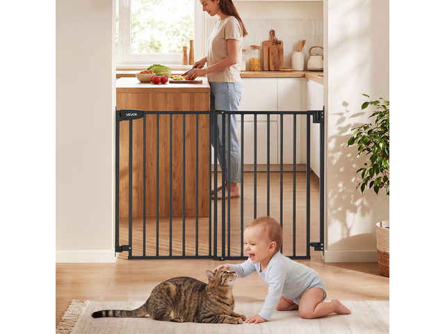 VEVOR Baby Gate for Stairs, 28-43 in Adjustable Width, 30 in High Dog Gate, No Bottom Bar, One-Handed Operation, Easy Drilling Installation with...
