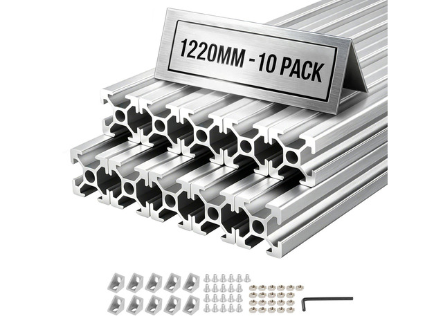 VEVOR 10PCS 2020 Aluminum Extrusion Profile, 48 Inch 1220 mm, T Slot European Standard Anodized Linear Rail, High-Strength Extruded Aluminum Rail,...
