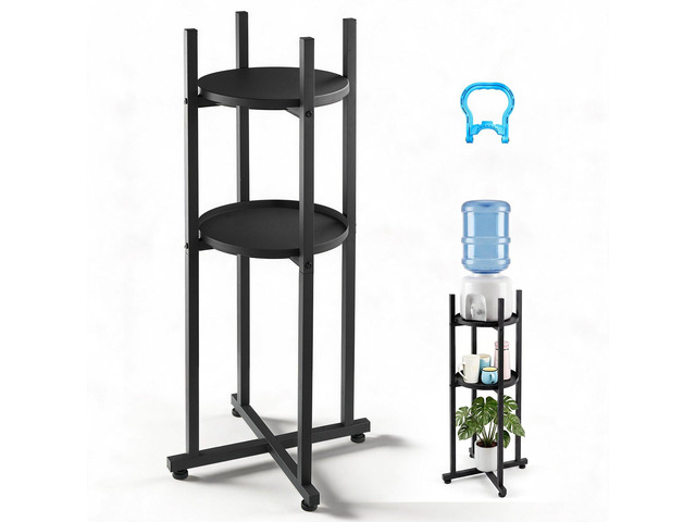 VEVOR Water Dispenser Stand, 2 Tiers Water Jug Holder for 1 Bottle, Heavy Duty Jug Rack Organizer with Detachable Storage Shelf, Cross-Shaped...
