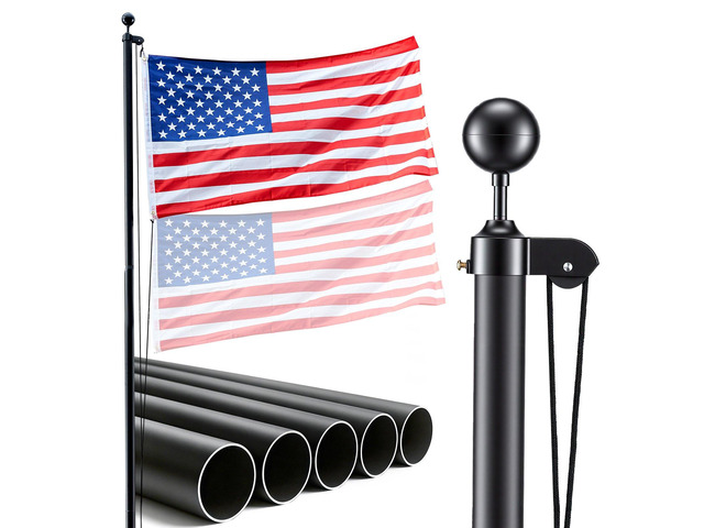 VEVOR Flag Pole, 16ft Heavy Duty Sectional Flagpole Kit for Outside House In Ground, Extra Thick Outdoor Aluminum Flagpole Kit with 3x5 American...