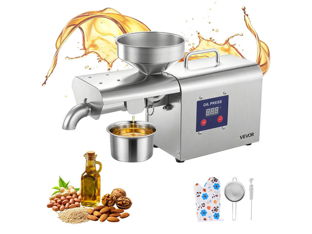 VEVOR Oil Press Machine, 8.27 LBS/H Capacity, 750W Oil Extractor Machine, Automatic Electric Oil Maker for Home Commercial Use, 122572 Hot Pressing...