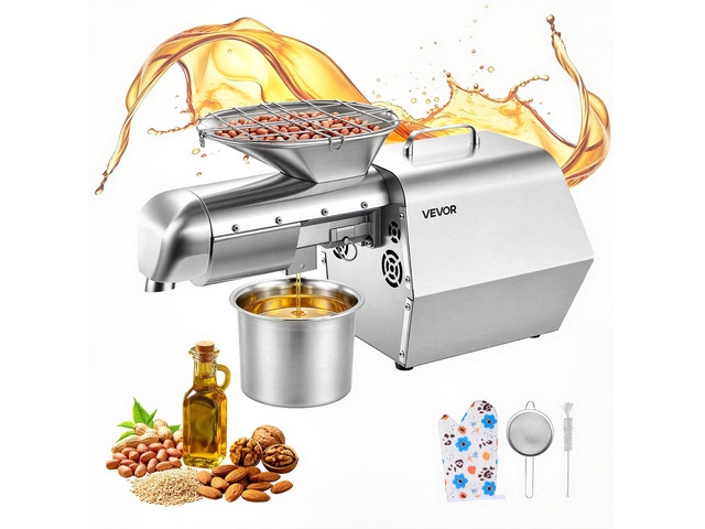 VEVOR Oil Press Machine, 11 LBS/H Capacity, 1250W Oil Extractor Machine, Automatic Electric Oil Maker for Home Commercial Use, 122572 Hot & Cold...