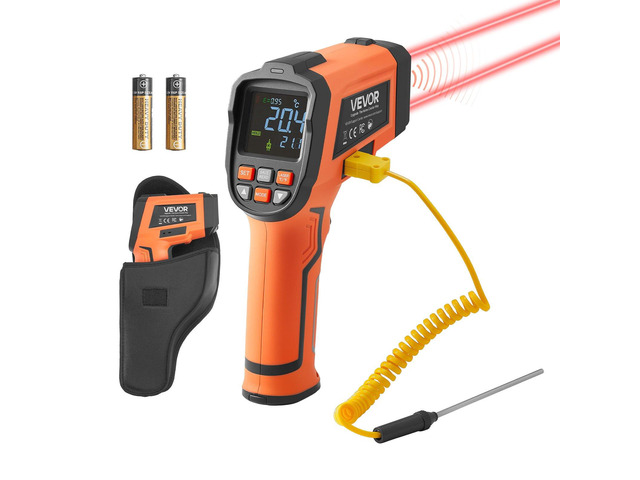 VEVOR Infrared Thermometer, -22 to 2192 Dual-Mode IR Thermometer Gun with K-Type Thermocouple, Dual Laser Heat Temperature Gun Non-Contact for...