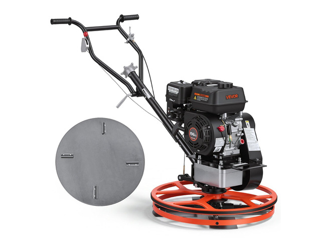 VEVOR Power Trowel, 24 inch Concrete Finishing Machine with Float Pan, 5.5HP Engine, 4 Blades, Adjustable Pitch, Gas-Powered Walk-Behind Cement...