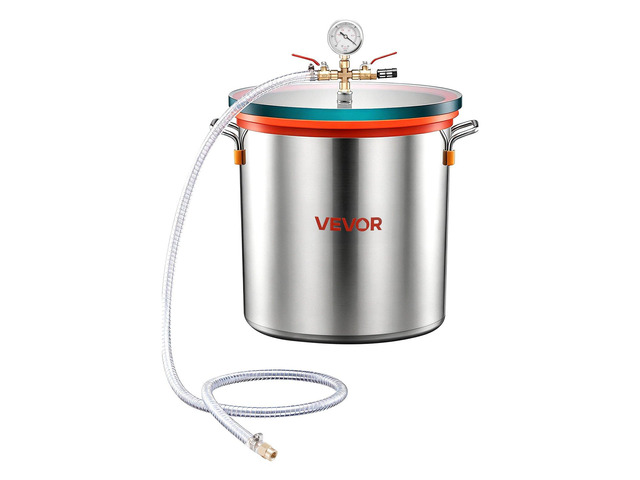 VEVOR 9 Gallon Vacuum Chamber, Stainless Steel, Vacuum Degassing Chamber with Tempered Glass Lid, Hose, Air Filter, for Resin Casting, Stabilizing...