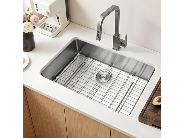 VEVOR 30-inch Kitchen Undermount Single Bowl Sinks, Stainless Steel Drop-In Farmhouse Basin with Accessories, Household Dishwasher Sinks for RV,...