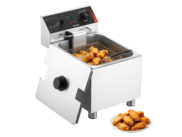 VEVOR Commercial Electric Deep Fryer, 12.15 Qt, 1750W Stainless Steel Countertop Fryer with Basket and Lid, Overheat Protection, Temp Control,...