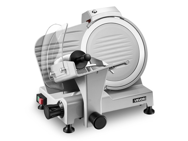 VEVOR Commercial Meat Slicer, 300W Electric Cutter, Removable 10' Carbon Steel Blade and Food Tray, 0-0.47' Adjustable Thickness Food Slicer...