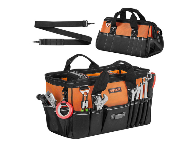 VEVOR Tool Bag, 15.7 Inch, 33-Pocket Portable Tool Box Organizer Storage, Toolbox with Soft Handle, Large Zipper, Adjustable Shoulder Strap,...