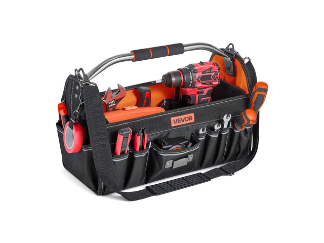 VEVOR Tool Bag, 16.1 Inch, 33-Pocket Open Top Tool Tote, Electrical Maintenance Toolbox Organizer Storage with Handle, Adjustable Shoulder Strap,...