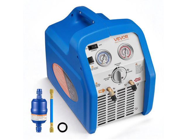 VEVOR Portable Refrigerant Recovery Machine, 3/4 HP 120V 60Hz Single Cylinder AC Recovery Machine for Liquid Vapor Refrigerant, 1750 RPM Recycling...