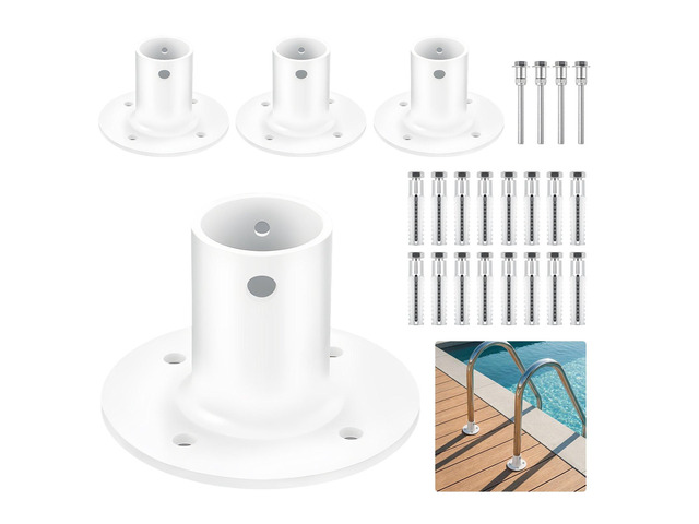 VEVOR Deck Anchor Flange 4 Pack, 1-7/8 in Pool Ladder Deck Mount, Handrail Anchor with Stainless Steel Mounting Hardware, Premium Aluminum Alloy...