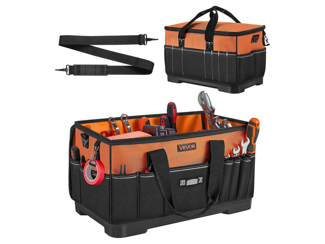 VEVOR Tool Bag, 19.1 Inch, 33-Pocket Portable Large Tool Box Organizer Storage, Toolbox with Water-Resistant Base, Zipper, Adjustable Shoulder...