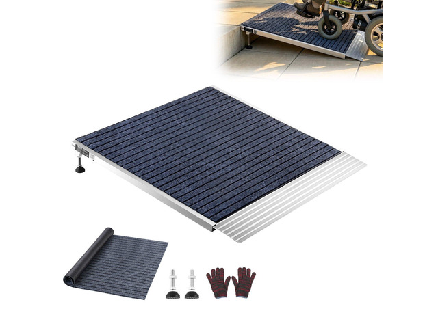 VEVOR Threshold Ramp for Doorways, 36 x 36 in, Platform Aluminum Wheelchair Ramp with Adjustable Height, Non-Slip Door Threshold Ramps, 700 lbs...