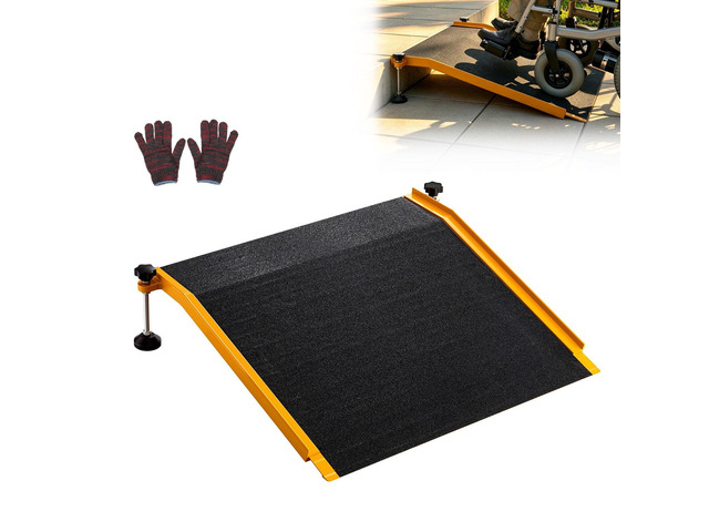 VEVOR Threshold Ramp for Doorways, 26.4 x 31.9 in, Platform Aluminum Wheelchair Ramp with Adjustable Height, Non-Slip Door Threshold Ramps, 400 lbs...