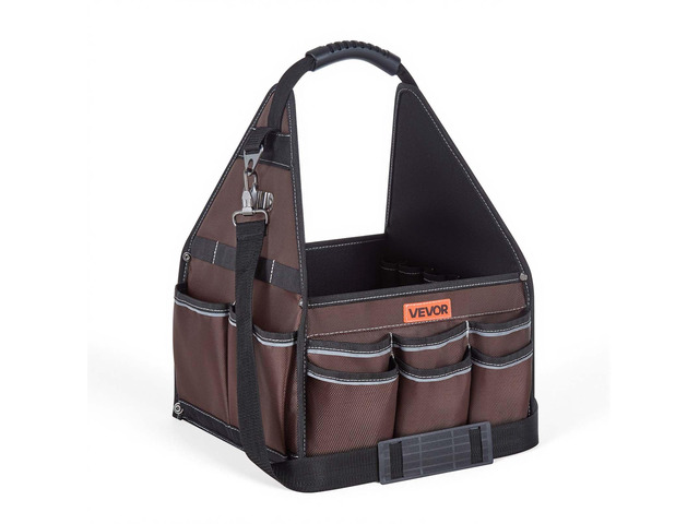 VEVOR Tool Bag, 13 Inch, 45-Pocket Open Top Tool Tote, Electrical Maintenance Toolbox Organizer Storage with Handle, Adjustable Shoulder Strap,...
