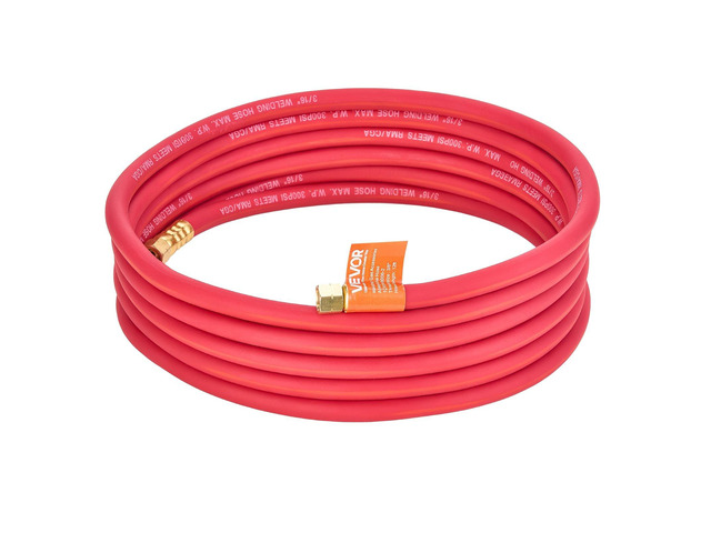 VEVOR Air Acetylene Torch Hose, 3/16-Inch x 12FT Acetylene Welding Hose with 3/8'-24 LH A-Type Fittings, AH-12 R Grade Welding Torchs Hose...