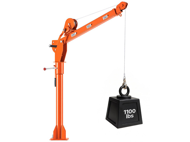 VEVOR Truck Crane, 1100 lbs Manual Pickup Truck Crane with Hand Winch, 360° Rotating Telescopic Boom, Premium Galvanized Steel, Foldable Pickup Bed...