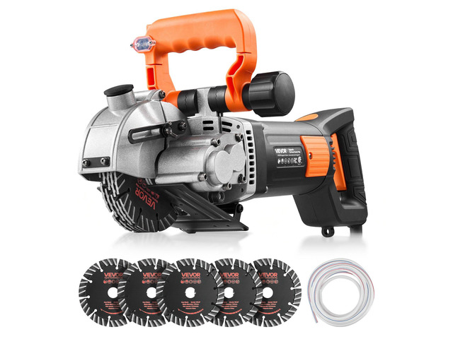 VEVOR Wall Chaser, 4800W Electric Wall Groove Cutting Machine, 6800 RPM Max Speed, Concrete Slotting Cutter with Guide Line, 5 pcs Blades,...