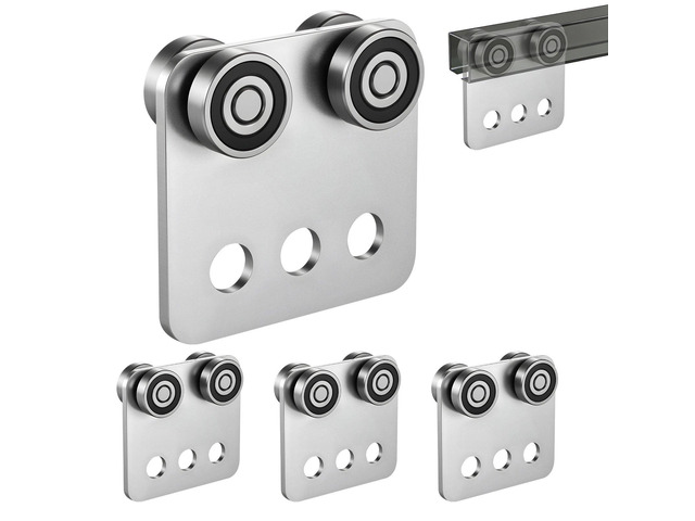 VEVOR 4 Wheel Trolley Assembly Rollers, 4 Pcs 1100 lbs Load, Dual Bearing Trolley Assembly for 1-5/8' Wide and All 1-5/8' or Taller Strut Channel,...