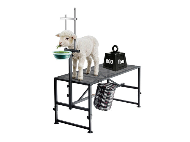 VEVOR Goat Milking Stand, 600 lbs Heavy Duty Goat Stand with Feed Bin, Adjustable Headpiece & Tool Basket, Stanchion for Grooming & Hoof Trimming,...
