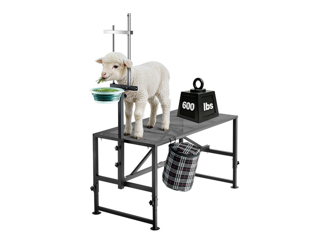 VEVOR Goat Milking Stand, 600 lbs Heavy Duty Goat Stand with Feed Bin, Adjustable Headpiece & Tool Basket, Stanchion for Grooming & Hoof Trimming,...