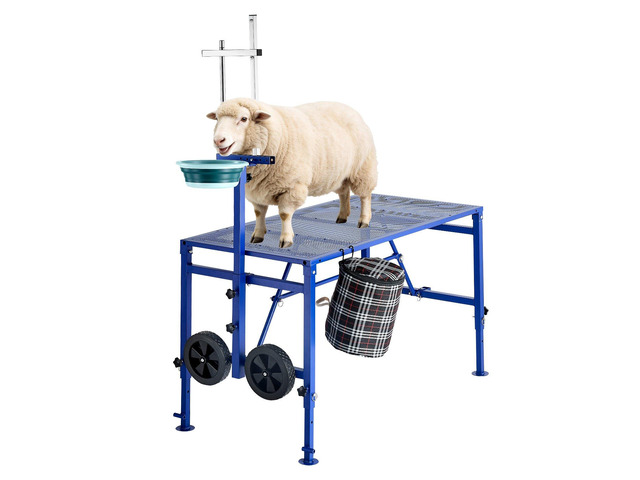 VEVOR Goat Milking Stand, 600 lbs Heavy Duty Foldable Goat Stand with Feed Bin & Wheels, Adjustable Headpiece & Tool Basket, Stanchion for Grooming...