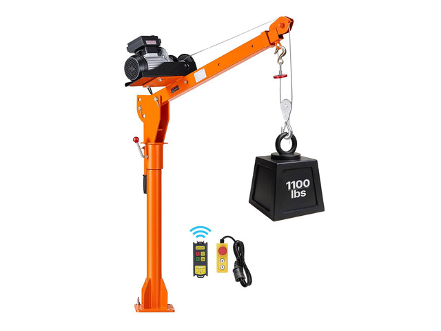 VEVOR Electric Truck Crane, 1100 lbs Pickup Truck Crane with PA800 Electric Hoist, 360° Rotating Telescopic Boom, Premium Galvanized Steel,Foldable...