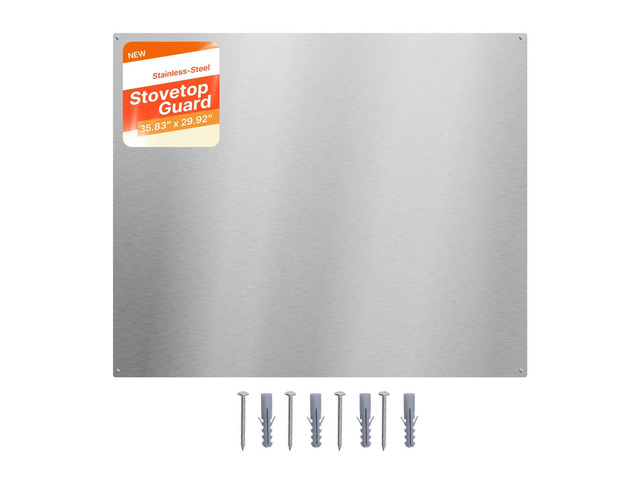 VEVOR 36' x 30' Stainless Steel Backsplash for Stove, Ultra Flat Splatter Guard, Wall Shield Range Hood Backsplash, Easy Clean Kitchen Wall Metal...