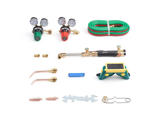 VEVOR Oxygen Acetylene Torch Kit with Check Valves, Gas Welding Cutting Torch Kit, Heavy Duty Professional Oxy Acetylene Brazing Set with 15FT...