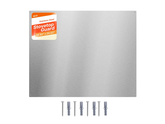 VEVOR 30' x 24' Stainless Steel Backsplash for Stove, Ultra Flat Splatter Guard, Wall Shield Range Hood Backsplash, Easy Clean Kitchen Wall Metal...