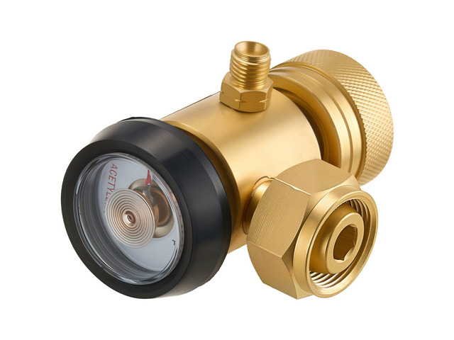 VEVOR CGA520 Acetylene Regulator for B-Type Tanks, AR-B Air Acetylene Regulator Gauge with 3/8'-24 LH Outlet Connection, Heavy-Duty Brass Body for...