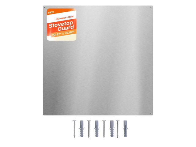 VEVOR 30' x 30' Stainless Steel Backsplash for Stove, Ultra Flat Splatter Guard, Wall Shield Range Hood Backsplash, Easy Clean Kitchen Wall Metal...