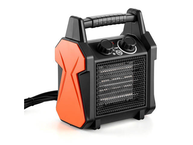 VEVOR Greenhouse Heater, 1500W Electric PTC Space Heater with Fan, Low & High Heat Modes, Overheat Protection, Tip-Over Shut-Off, Portable for Grow...