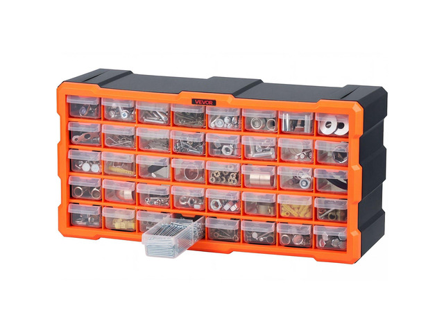 VEVOR 40-Drawer Storage Organizer, Plastic, Drawer Storage Cabinet for Garage Organization, Stackable Small Parts Organizer, Wall-Mounted Toolbox,...