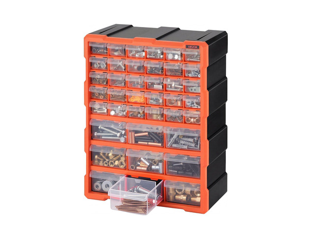 VEVOR 39-Drawer Storage Organizer, Plastic, Drawer Storage Cabinet for Garage Organization, Stackable Small Parts Organizer, Wall-Mounted Toolbox,...