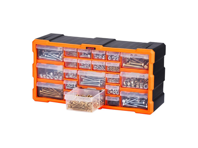 VEVOR 22-Drawer Storage Organizer, Plastic, Drawer Storage Cabinet for Garage Organization, Stackable Small Parts Organizer, Wall-Mounted Toolbox,...
