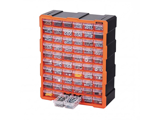 VEVOR 60-Drawer Storage Organizer, Plastic, Drawer Storage Cabinet for Garage Organization, Stackable Small Parts Organizer, Wall-Mounted Toolbox,...
