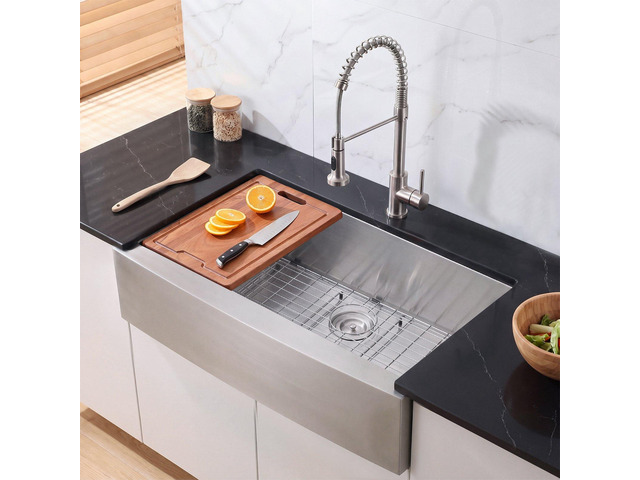 VEVOR 33-inch Kitchen Undermount Single Bowl Sinks, Stainless Steel Drop-In Farmhouse Basin with Accessories, Household Dishwasher Sinks for RV,...