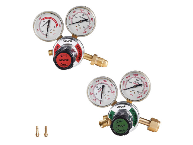 VEVOR Oxygen Acetylene Regulator Set, Oxy-Acetylene Regulators, 0-4000PSI and 0-400PSI Welding Gas Gauges with CGA-540/CGA-510 Inlet Connection &...