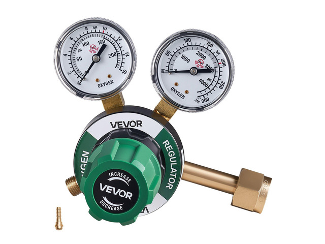 VEVOR Oxygen Regulator, Precise Oxy Regulator, 0-4000PSI Welding Gas Gauge with CGA-540 Inlet Connection & 9/16'-18 RH Outlet Connection, PC Knob...