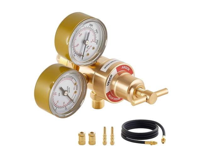 VEVOR Argon Regulator Gauge, Argon CO2 Regulator Welding Gas Gauges for TIG/MIG Welding - with 8.2FT Rubber Hoses, 0-60 SCFH, 0-4000 PSI Inlet...