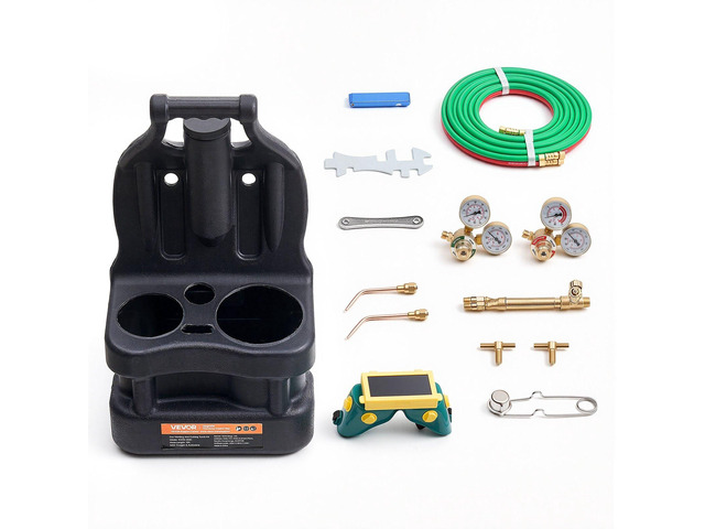 VEVOR Oxygen Acetylene Torch Kit with Check Valves, Gas Welding Torch Kit, Portable Oxy Acetylene Brazing Set with 15FT Twin-Hose, 2 Welding Tips,...