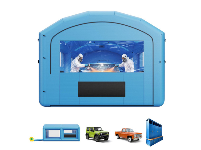 VEVOR Inflatable Paint Booth, 21 x 13 x 10 ft, Portable Spray Booth with 1100W Powerful Blower and Large Filter Cotton, Arched Roof Blow Up...