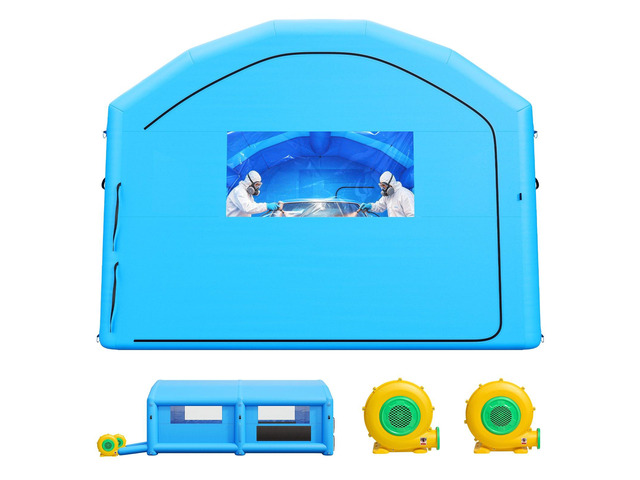 VEVOR Inflatable Paint Booth, 23 x 13 x 9 ft, Portable Spray Booth with 480W+750W Blowers and Large Filter Cotton, Arched Roof Blow Up Painting...