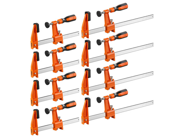 VEVOR Bar Clamps for Woodworking, 8-Pack, 6' and 12' F Clamps, 600 lbs Load Limit, with Plastic Pad and Self-Locking Design, Malleable Iron and...