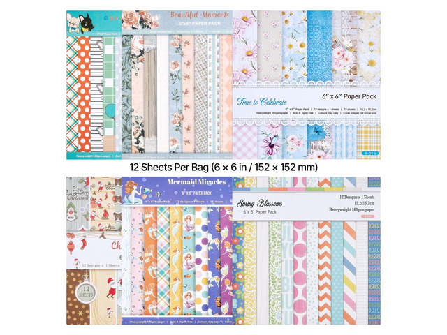 VEVOR Scrapbook Paper, 72 Sheets, 6 x 6 in Mixed Special Paper for VEVOR Die Cutting and Embossing Machine, Vibrant Color, Patterned Design for...