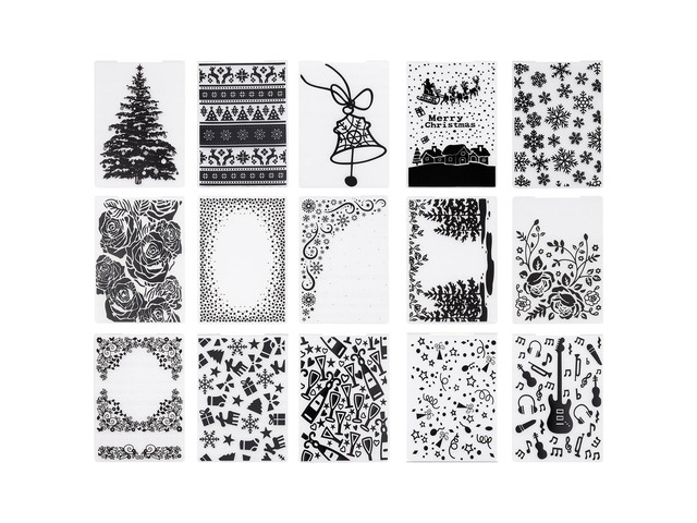 VEVOR Embossing Folders, 15 Pieces, 4.13 x 5.83 in, Background Embossed Plates for VEVOR Die Cutting and Embossing Machine, PP Plastic Embossed...
