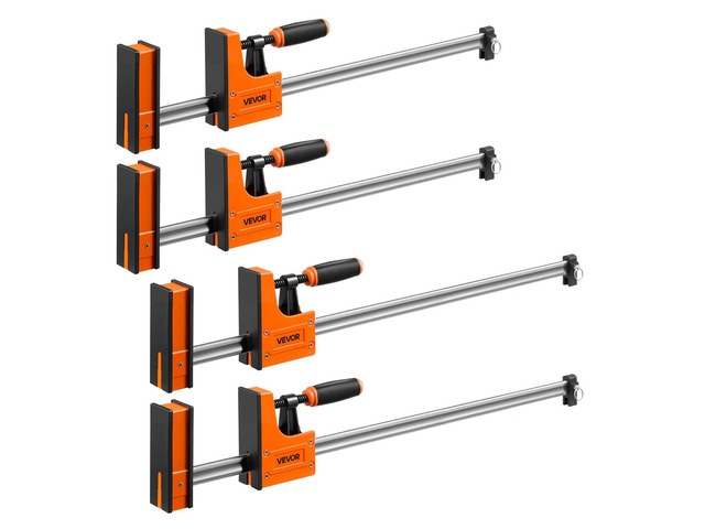 VEVOR Bar Clamps for Woodworking, 4-Pack, 24' and 31' F Clamps, 1100 lbs Load Limit, Clamp/Spreader 2 Modes, Soft Rubber Pads, Ergonomic Handle,...